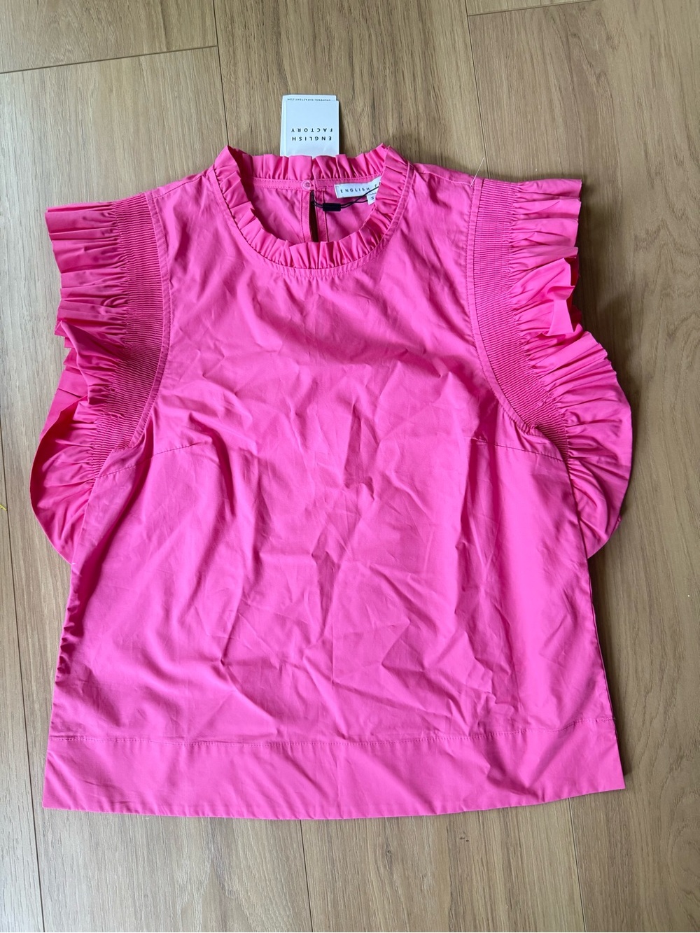 English Factory Bright Pink Ruffle Sleeve Blouse
